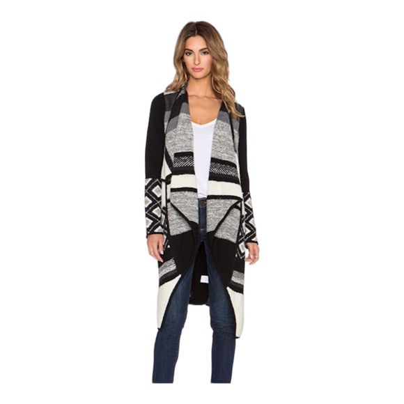 B10 Vince. Wool Blend Colorblock Pantrerend Longline Cardigan Sweater Sz S - Picture 2 of 12